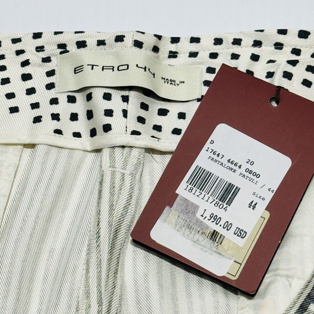 ETRO Women 44 US/8 Silk Wide Leg High Rise Aztec Ivory Gray Bandana NWT $1990 - Picture 4 of 12